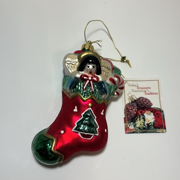 Fitz And Floyd Ornament Christmas Stocking Angel Wings Tree Candy Cane Ornaments - Picture 1 of 11